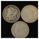 1881s, 1882 & 1921s USA Silver Morgan 1s (3)