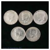 1964 USA Kennedy 90%-Silv Half Dollars MOST BU (5)