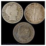 1893, 1902s & 1933s USA 90%-Silver 50c (3)
