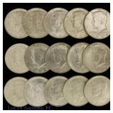 1964 USA Kennedy 90% Silver Half Dollars (15)