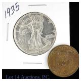 1935 USA Silver W/L 50c & Kentucky Derby Token -2