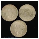 1923 (P) USA 90%-Silver Peace Dollars (3)