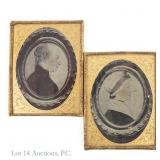 Two Antique Ambrotype Miniature Portraits
