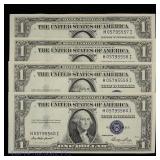 1935 USA $1 Silv Cert Blue w/ Cons S/Ns GEM CU, 4
