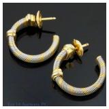 Cartier 18K Y Gold & Steel Creoles Hoop Earrings