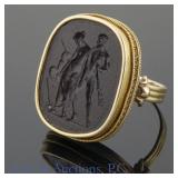 18k Y. Gold * Carnelian Intaglio Seal Ring, Sz. 5