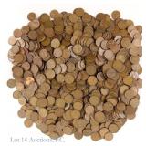 Assorted USA Lincoln Wheat Cents (Approx. 1,020)