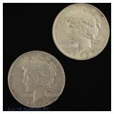 1923d & 1934d USA 90%-Silver Peace $1 (2)