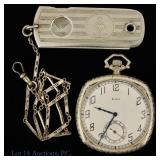 Elgin 345 Pocket Watch - 14K / 585 White Gold Case
