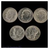 1943 - 1958 USA 90%-Silver Dimes (CH to GEM BU), 5