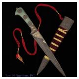 Indo-Persian Dagger Green Hardstone Damascus Blade