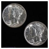 1944 (P) USA Silver Mercury Dimes (2)