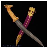 Indo-Persian Dagger Bone Handle Brass Mounts