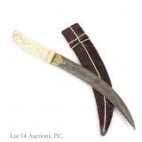 Indo-Persian Dagger Damascus Blade Bone Handle