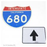 California I-680 Interstate & Arrow Signs (2)
