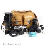 Canon AE-1 Film Camera, Lenses, Filters, Bag