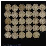 USA 90%-Silver Mercury & Roosevelt Dimes (29)