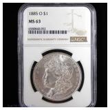 1885-O USA Silver Morgan Dollar (NGC MS63)