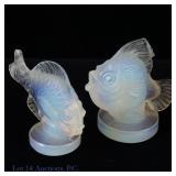 Sabino France Opalescent Glass Fish Figurines (2)