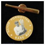 Dizzy Dean Bat Pin & Babe Ruth Pinback