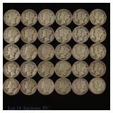 USA 90%-Silver Mercury Dimes (30)