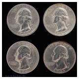 1945s, 53s, 54s, 56d USA 90%-Silver Quarters (4)