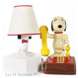 Vintage Snoopy Push Button Telephone & Lamp