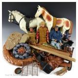 Vintage Marx Toys Lone Ranger Figures, Wagon, More