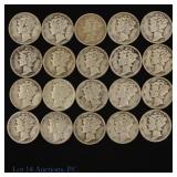 USA 90%-Silver Mercury Dimes (20)