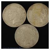 1922 (P) USA 90%-Silver Peace Dollars (3)