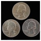 1942d, 42s, 44p USA 90%-Silver Washington 25c (3)