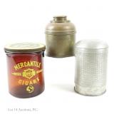 Advertising Cigar Jar & Metal Humidors (2)