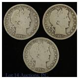 1899 - 1908 USA 90%-Silver Barber 50c, 3