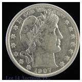1907-D USA Silver Barber 50c