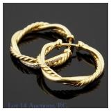 David Yurman Hoop Earrings 18K Gold & Diamonds