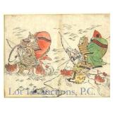Okumura Masanobu Battle of Ichi-No-Tani Print