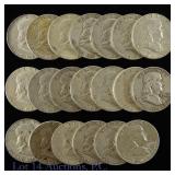 USA 90%-Silver Franklin Half Dollars (20)