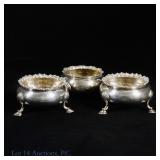 English Sterling Silver Open Salt Cellars (3)