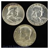 1957 - 1970 USA Silver Half Dollars (3)