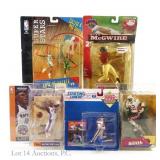 Baseball, Basketball, Football Action Figures (5)