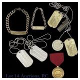WWII Dog Tags, Sterling ID Bracelets, Navy Medal
