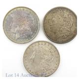 1885o, 1889 & 1903 USA 90%-Silver Morgan $1s, 3