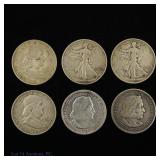 1892 - 1951 USA 90%-Silver Half Dollars, 6