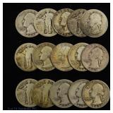 USA 90%-Silver Quarters (15)