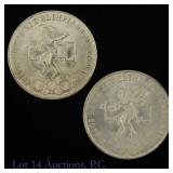 1968 Mexico Olympics 25 Peso Silver Coin, 2