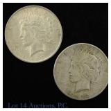 1922 (P),S USA 90%-Silver Peace Dollars, 2