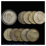 1964 USA Kennedy 90%-Silver Half Dollars (10)