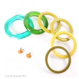 Bakelite & Acrylic Bangles (6), Earrings