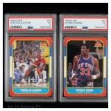 1986 Fleer Rookie Ewing & Olajuwon (PSA 3 VG) (2)