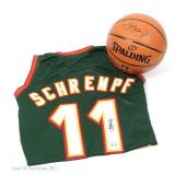 Detlef Schrempf Signed Basketball & Jersey COA